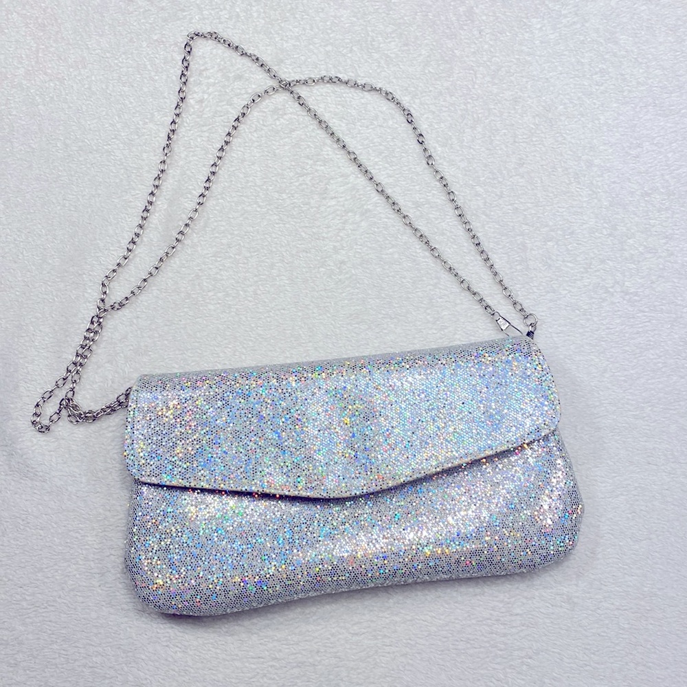 Silver Glitter Clutch Purse
